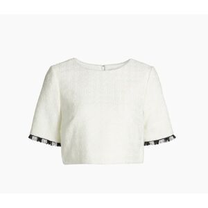 Milly Lee Beaded Fringe Top - Ecru / L